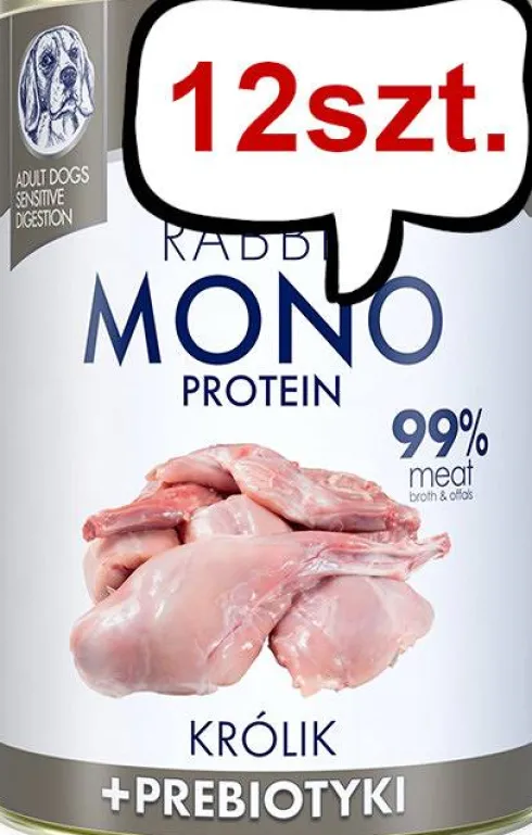 Baltica Monoprotein Adult Królik z prebiotykami Mokra Karma dla psa op. 400g Pakiet 12szt.