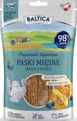 Baltica Przysmaki Regionów Paski mięsne z indykiem i dynią dla psa op. 90g