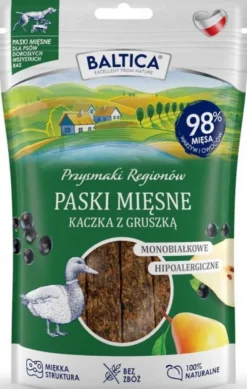Baltica Przysmaki Regionów Paski mięsne z kaczką i gruszką dla psa op. 90g