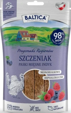 Baltica Przysmaki Regionów Paski mięsne z indykiem dla szczeniąt op. 90g