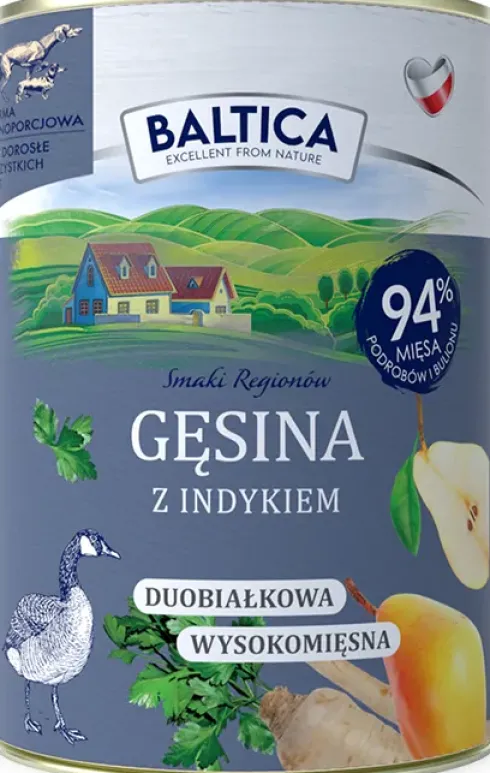 Baltica Smaki Regionów Adult Gęsina z Indykiem Mokra Karma dla psa op. 400g