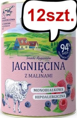 Baltica Smaki Regionów Adult Jagnięcina z malinami Mokra Karma dla psa op. 400g Pakiet 12szt.