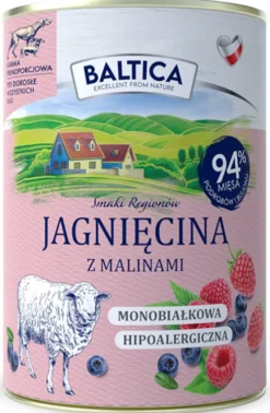 Baltica Smaki Regionów Adult Jagnięcina z malinami Mokra Karma dla psa op. 400g Pakiet 12szt.