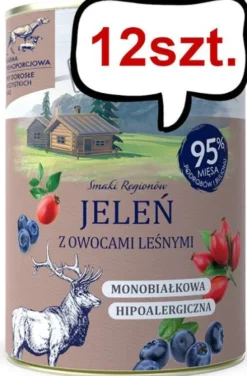 Baltica Smaki Regionów Adult Jeleń z owocami leśnymi Mokra Karma dla psa op. 400g Pakiet 12szt.