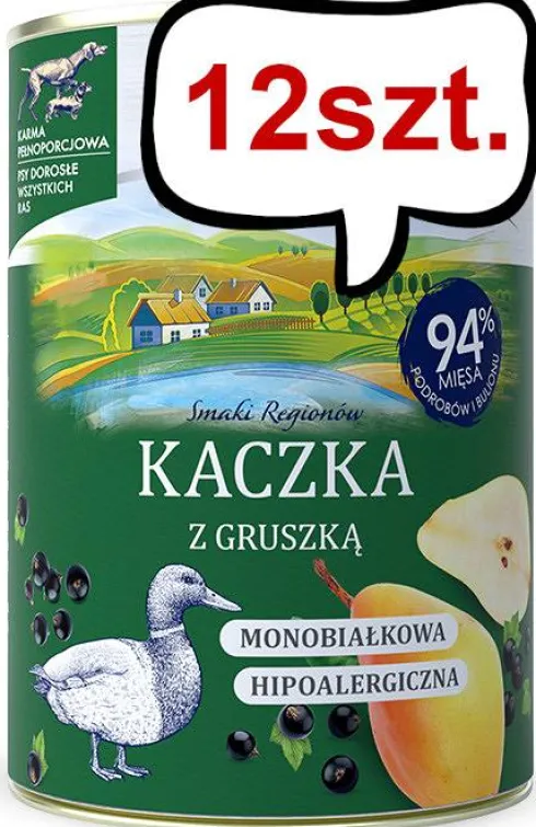 Baltica Smaki Regionów Adult Kaczka z gruszką Mokra Karma dla psa op. 400g Pakiet 12szt.