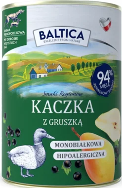Baltica Smaki Regionów Adult Kaczka z gruszką Mokra Karma dla psa op. 400g Pakiet 12szt.