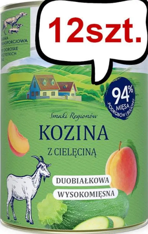 Baltica Smaki Regionów Adult Kozina z Cielęciną Mokra Karma dla psa op. 400g Pakiet 12szt.