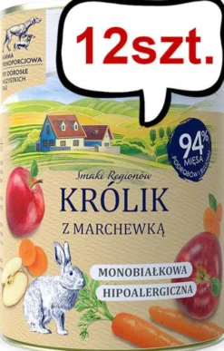 Baltica Smaki Regionów Adult Królik z marchewką Mokra Karma dla psa op. 400g Pakiet 12szt.
