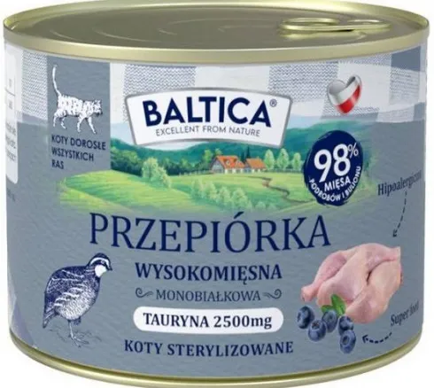 Baltica Smaki Regionów Adult Mono Przepiórka Mokra karma dla kota op. 185g
