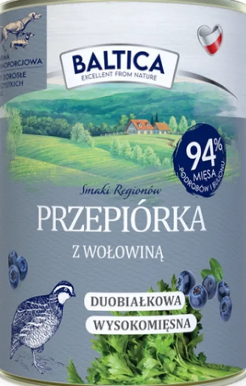 Baltica Smaki Regionów Adult Przepiórka z Wołowiną Mokra Karma dla psa op. 400g Pakiet 12szt.
