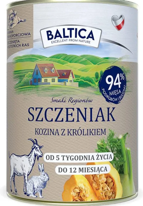 Baltica Smaki Regionów Puppy Kozina z królikiem Mokra Karma dla szczeniaka op. 400g Pakiet 12szt.
