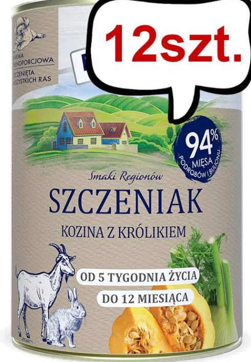 Baltica Smaki Regionów Puppy Kozina z królikiem Mokra Karma dla szczeniaka op. 400g Pakiet 12szt.