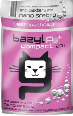 Bazyl Ag+ Compact Żwirek bentonitowy bezzapachowy dla kota poj. 20l