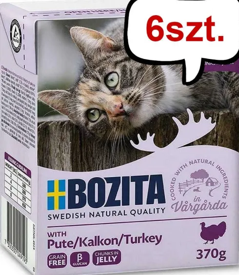 Bozita Adult Indyk w galaretce Mokra Karma dla kota op. 370g Pakiet 6szt.