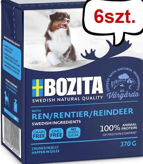 Bozita Adult Reindeer in Jelly Mokra Karma dla psa op. 370g Pakiet 6szt. WYPRZEDAŻ