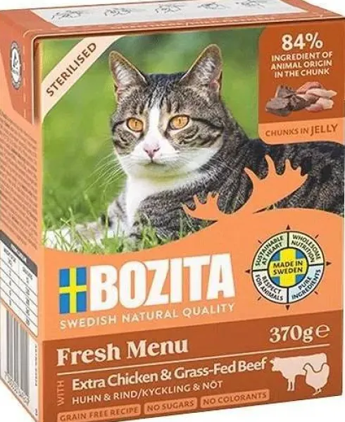 Bozita Adult Sterilised Kurczak z wołowiną w galaretce Mokra Karma dla kota op. 370g