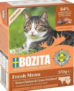 Bozita Adult Sterilised Kurczak z wołowiną w galaretce Mokra Karma dla kota op. 370g Pakiet 6szt.
