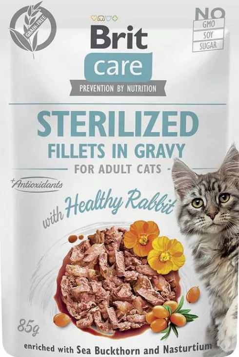 Brit Care Adult Sterilised Rabbit GRAVY Mokra karma dla kota op. 85g SASZETKA Pakiet 24szt.