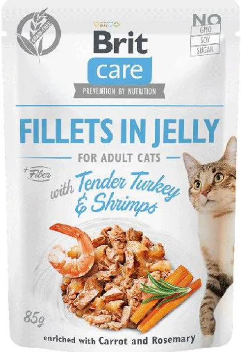 Brit Care Adult Turkey&Shrimps JELLY Mokra karma dla kota op. 85g SASZETKA Pakiet 24szt.