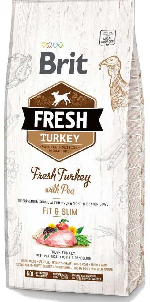 Brit Fresh Fit&Slim Overweight&Senior Dogs Turkey with Pea Sucha Karma dla psa op. 2x12kg MEGA-PAK