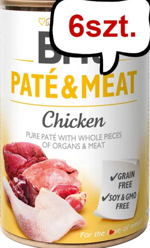 Brit Pate&Meat Adult Chicken Mokra Karma dla psa op. 800g Pakiet 6szt.