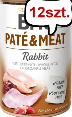 Brit Pate&Meat Adult Rabbit Mokra Karma dla psa op. 400g Pakiet 12szt.