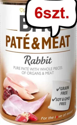 Brit Pate&Meat Adult Rabbit Mokra Karma dla psa op. 800g Pakiet 6szt.