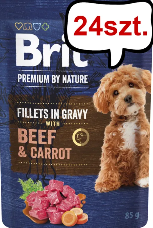 Brit Premium Adult Beef&Carrot Fillets in Gravy Mokra Karma dla psa op. 85g Pakiet 24szt.