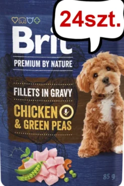 Brit Premium Adult Chicken&Green Peas Fillets in Gravy Mokra Karma dla psa op. 85g Pakiet 24szt.