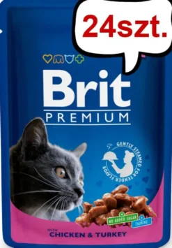 Brit Premium Adult Kurczak i indyk w sosie Mokra Karma dla kota op. 100g Pakiet 24szt.