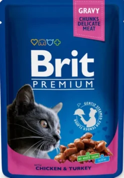 Brit Premium Adult Kurczak i indyk w sosie Mokra Karma dla kota op. 100g Pakiet 24szt.