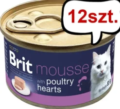 Brit Premium by Nature Cat Mousse Poultry heart Mokra Karma dla kota op. 85g Pakiet 12szt.