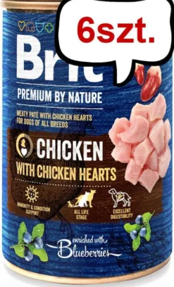 Brit Premium by Nature Chicken with Chicken Hearts Mokra Karma dla psa op. 400g Pakiet 6szt.