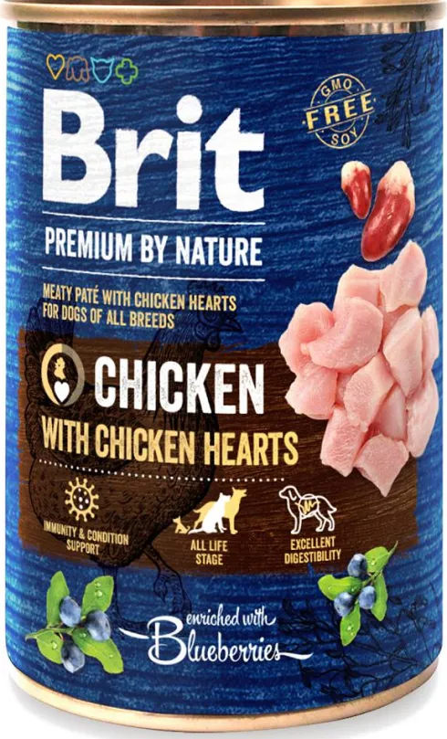 Brit Premium by Nature Chicken with Chicken Hearts Mokra Karma dla psa op. 400g Pakiet 6szt.