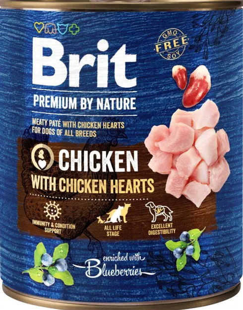 Brit Premium by Nature Chicken with Chicken Hearts Mokra Karma dla psa op. 800g