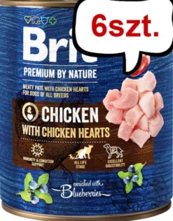 Brit Premium by Nature Chicken with Chicken Hearts Mokra Karma dla psa op. 800g Pakiet 6szt.