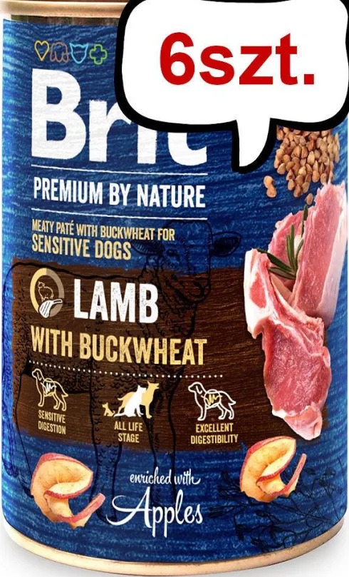 Brit Premium by Nature Lamb with Buckwheat Mokra Karma dla psa op. 400g Pakiet 6szt.