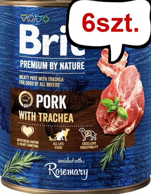 Brit Premium by Nature Pork with Trachea Mokra Karma dla psa op. 800g Pakiet 6szt.