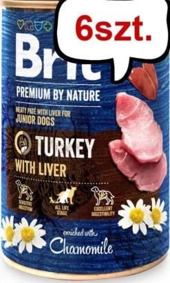 Brit Premium by Nature Turkey with Liver Mokra Karma dla szczeniaka op. 400g Pakiet 6szt.