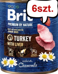 Brit Premium by Nature Turkey with Liver Mokra Karma dla szczeniaka op. 800g Pakiet 6szt.