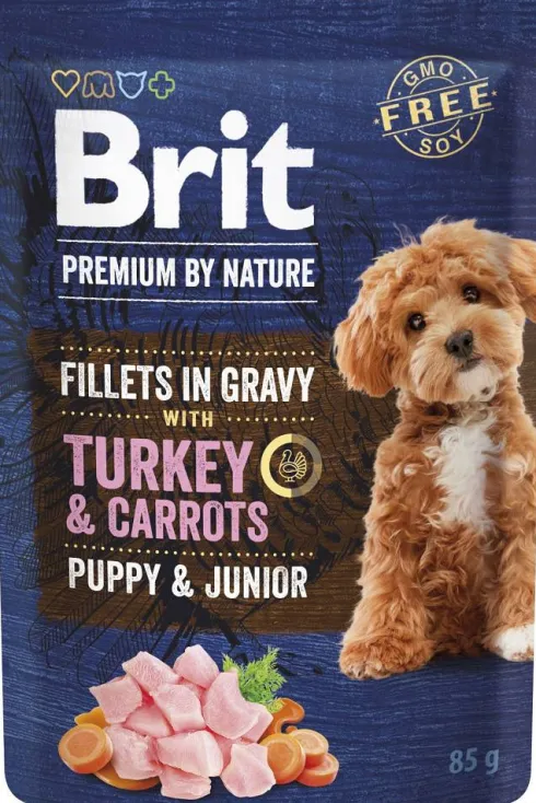 Brit Premium Junior Turkey&Carrot Fillets in Gravy Mokra Karma dla psa op. 85g Pakiet 24szt.