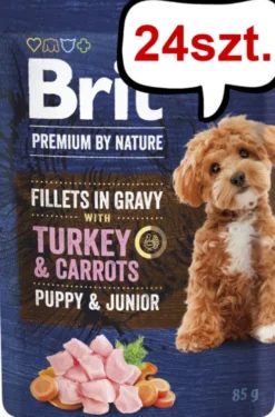 Brit Premium Junior Turkey&Carrot Fillets in Gravy Mokra Karma dla psa op. 85g Pakiet 24szt.