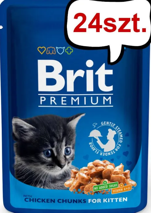 Brit Premium Kitten Chicken Chunks Mokra Karma dla kociąt op. 100g Pakiet 24szt.
