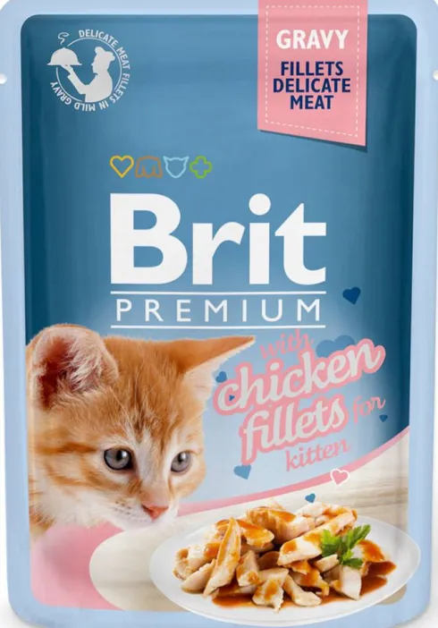 Brit Premium Kitten Chicken Fillets GRAVY Mokra Karma dla kociąt op. 85g PAKIET 24szt.