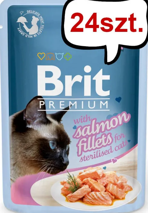 Brit Premium Sterilised Salmon Fillets Mokra Karma dla kota op. 85g PAKIET 24szt.