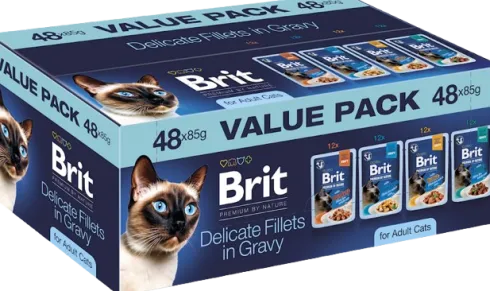Brit Premium Value Pack Adult Cats Delicate Fillets in Gravy Mokra Karma dla kota op. 48x85g