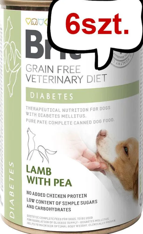 Brit Veterinary Diet Diabetes Lamb&Pea Mokra Karma dla psa op. 400g Pakiet 6szt.