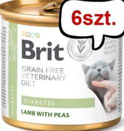 Brit Veterinary Diet Diabetes Lamb&Pea Mokra Karma dla kota op. 200g Pakiet 6szt.
