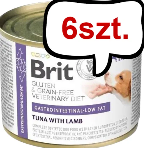 Brit Veterinary Diet Gastrointestinal Low Fat Tuna&Lamb Mokra Karma dla psa op. 200g Pakiet 6szt.