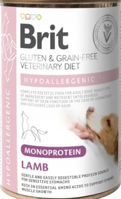 Brit Veterinary Diet Hypoallergenic MONO Lamb Mokra Karma dla psa op. 400g Pakiet 6szt.
